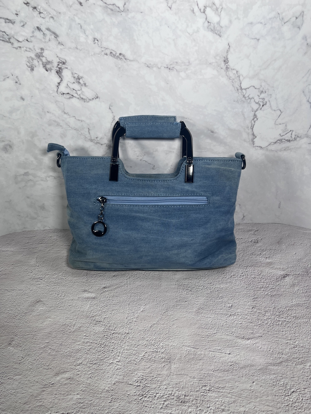 Studded Bee Embellished Denim Tote Bag - Blue NWOT - Picture 3 of 6